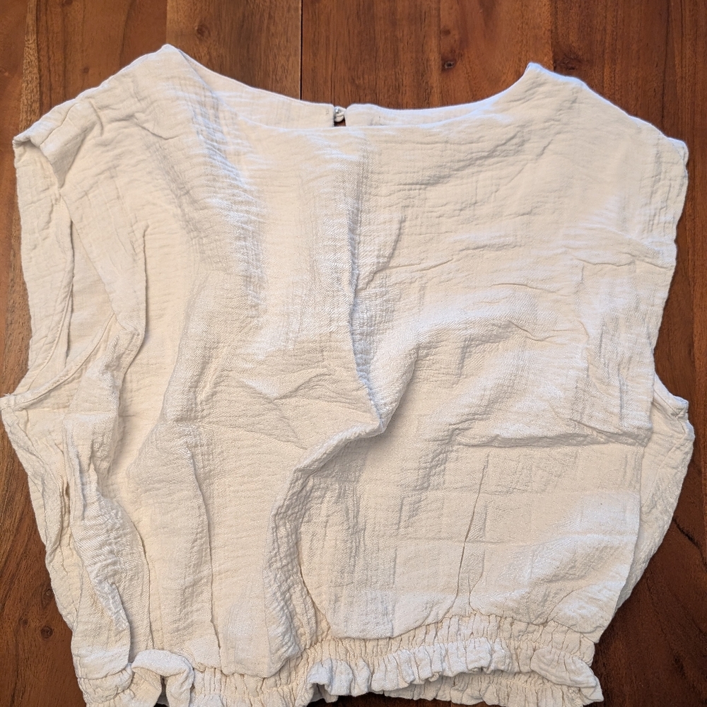 a new day Textured Cream Linen Blend Blouse